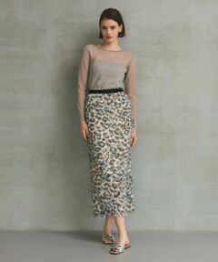GRACE CONTINENTAL / グレースコンチネンタル ロング・マキシ丈スカート | フェザーレオパードスカート