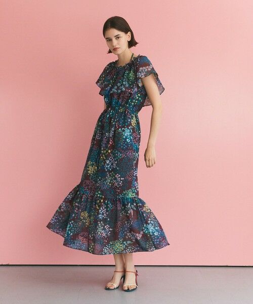 GRACE CONTINENTAL / グレースコンチネンタル ロング・マキシ丈ワンピース | ボタニカルプリントワンピース（ブラウン）