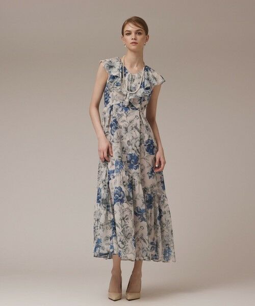 GRACE CONTINENTAL / グレースコンチネンタル ロング・マキシ丈ワンピース | フラワープリントフリルワンピース | 詳細1