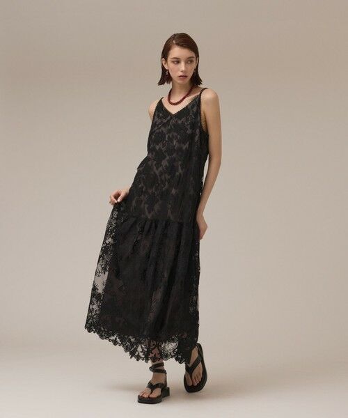 GRACE CONTINENTAL / グレースコンチネンタル ロング・マキシ丈ワンピース | ロゴ刺繍レースワンピース | 詳細12