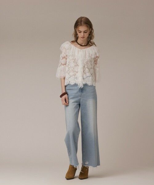 GRACE CONTINENTAL / グレースコンチネンタル シャツ・ブラウス | レースコンビフリルブラウス | 詳細1