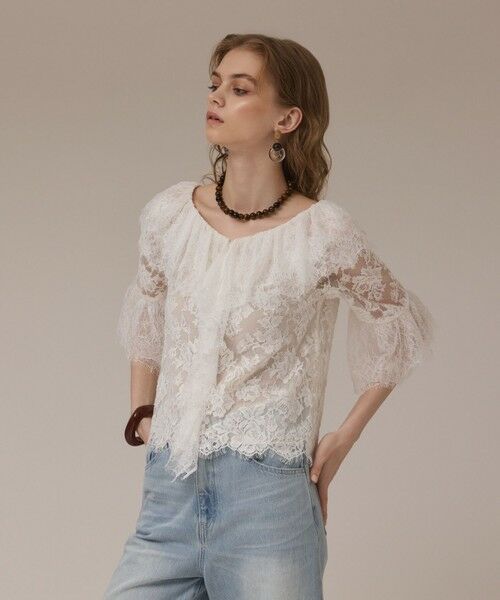 GRACE CONTINENTAL / グレースコンチネンタル シャツ・ブラウス | レースコンビフリルブラウス | 詳細4