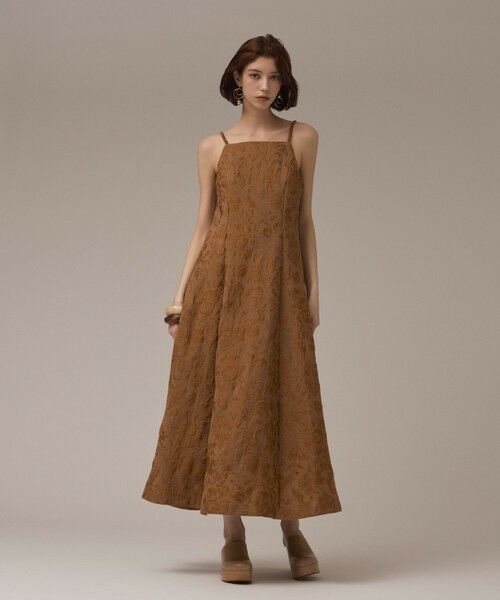 GRACE CONTINENTAL / グレースコンチネンタル ロング・マキシ丈ワンピース | リーフジャガードキャミワンピース | 詳細13