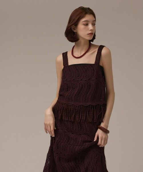 GRACE CONTINENTAL/グレースコンチネンタル クロシェレースキャミ ブラウン 36 GRACE CONTINENTAL/グレースコンチネンタル クロシェレースキャミ ブラウン 36