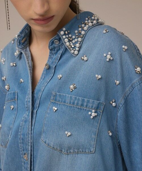 GRACE CONTINENTAL / グレースコンチネンタル シャツ・ブラウス | デニムハーフスリーブシャツ | 詳細7