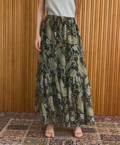 GRACE CONTINENTAL / グレースコンチネンタル ロング・マキシ丈スカート | ラメストライププリントスカート