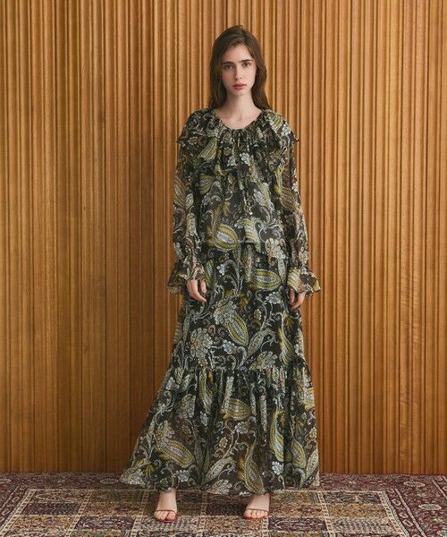 GRACE CONTINENTAL / グレースコンチネンタル ロング・マキシ丈スカート | ラメストライププリントスカート | 詳細1