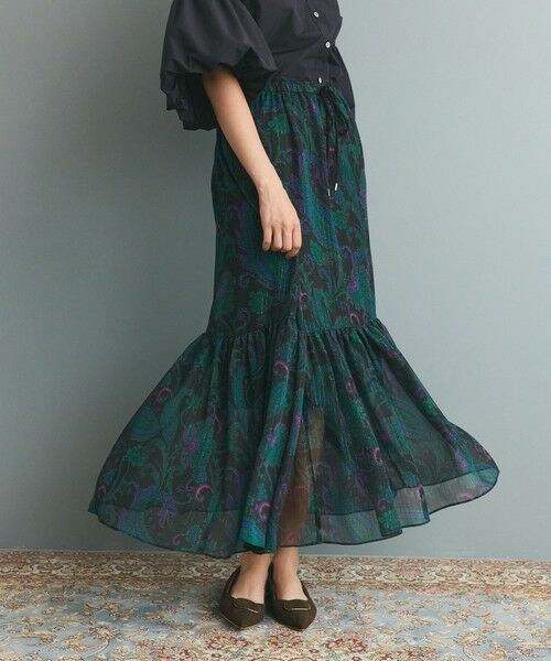 GRACE CONTINENTAL / グレースコンチネンタル ロング・マキシ丈スカート | ラメストライププリントスカート | 詳細12