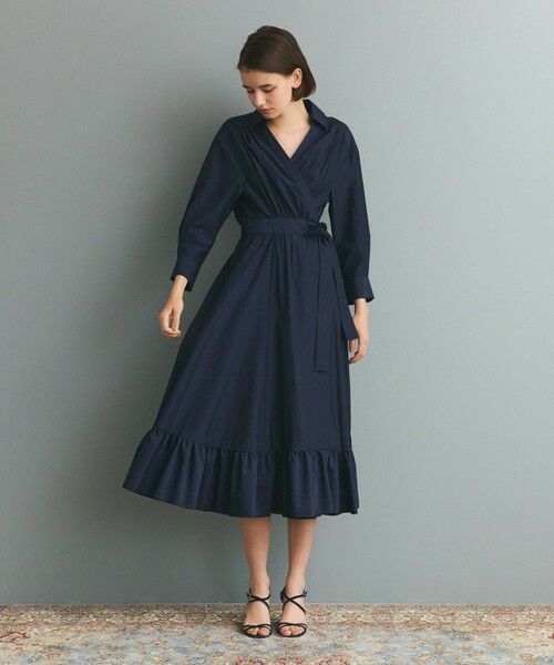 GRACE CONTINENTAL/グレースコンチネンタル カシュクールシャツワンピース ネイビー 38 GRACE CONTINENTAL/グレースコンチネンタル カシュクールシャツワンピース ネイビー 38