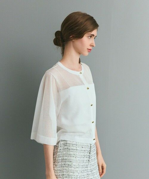 GRACE CONTINENTAL / グレースコンチネンタル カーディガン・ボレロ | ニットシアーケープカーディガン | 詳細1