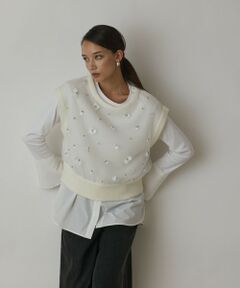 GRACE CONTINENTAL / グレースコンチネンタル その他トップス | チュール刺繍ニットトップ