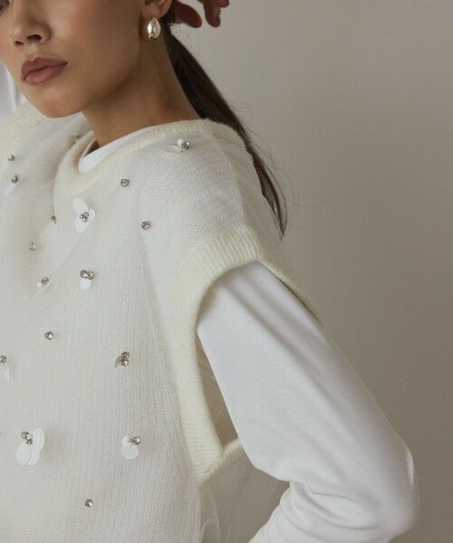 GRACE CONTINENTAL / グレースコンチネンタル その他トップス | チュール刺繍ニットトップ | 詳細7