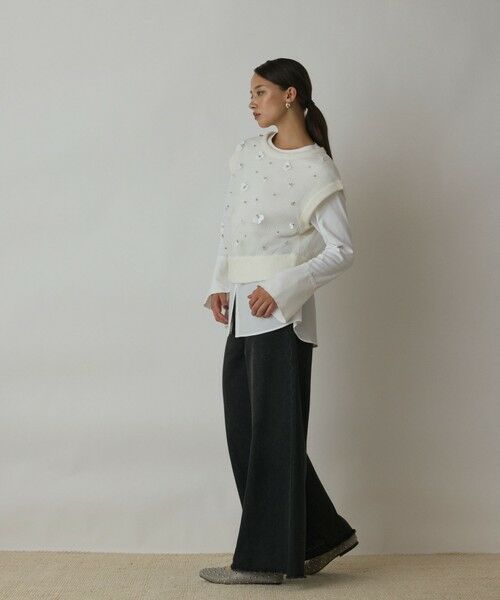 GRACE CONTINENTAL / グレースコンチネンタル その他トップス | チュール刺繍ニットトップ | 詳細1