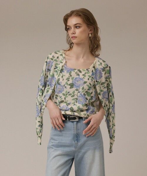 GRACE CONTINENTAL / グレースコンチネンタル カーディガン・ボレロ | ローズプリントニットカーディガン | 詳細4