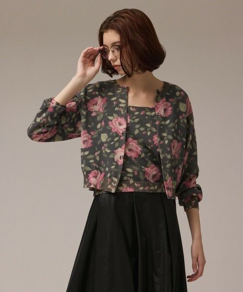 GRACE CONTINENTAL / グレースコンチネンタル カーディガン・ボレロ | ローズプリントニットカーディガン | 詳細10