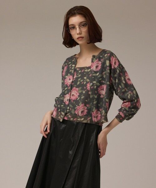 GRACE CONTINENTAL / グレースコンチネンタル カーディガン・ボレロ | ローズプリントニットカーディガン | 詳細11