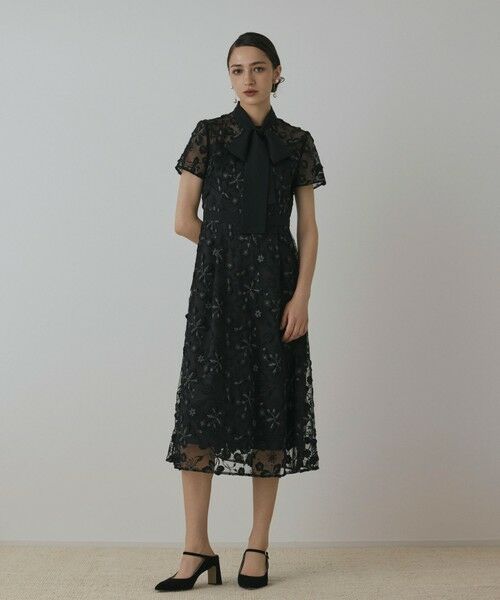 GRACE CONTINENTAL / グレースコンチネンタル ドレス | フラワ−フレアドレス(ブラック)