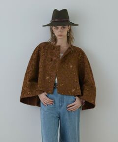 GRACE CONTINENTAL / グレースコンチネンタル ノーカラージャケット | サラサジャガードケープジャケット