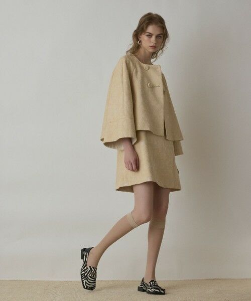 GRACE CONTINENTAL / グレースコンチネンタル ノーカラージャケット | サラサジャガードケープジャケット | 詳細1