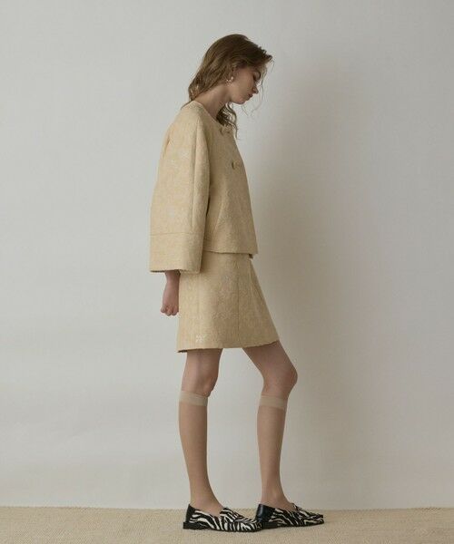 GRACE CONTINENTAL / グレースコンチネンタル ノーカラージャケット | サラサジャガードケープジャケット | 詳細4