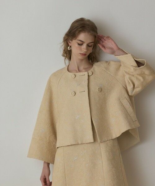 GRACE CONTINENTAL / グレースコンチネンタル ノーカラージャケット | サラサジャガードケープジャケット | 詳細5