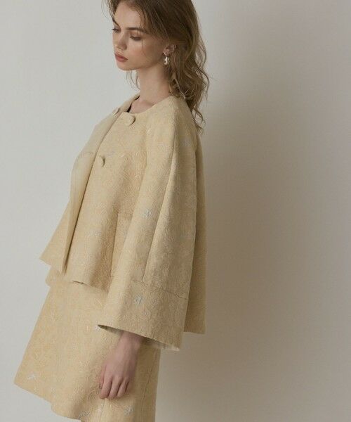 GRACE CONTINENTAL / グレースコンチネンタル ノーカラージャケット | サラサジャガードケープジャケット | 詳細6