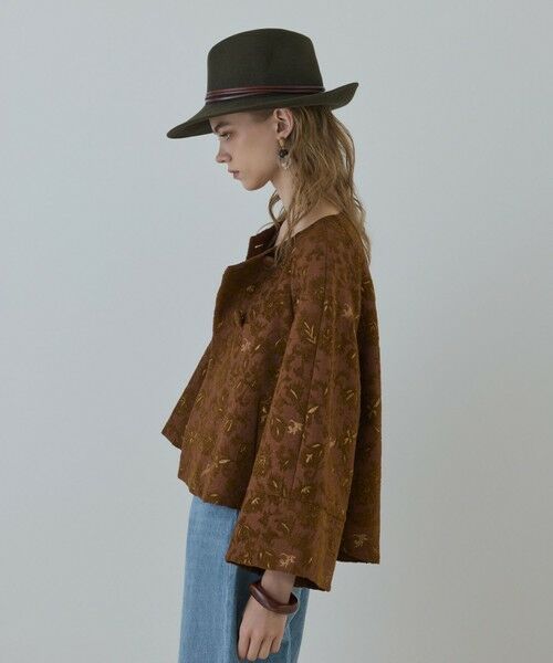 GRACE CONTINENTAL / グレースコンチネンタル ノーカラージャケット | サラサジャガードケープジャケット | 詳細17