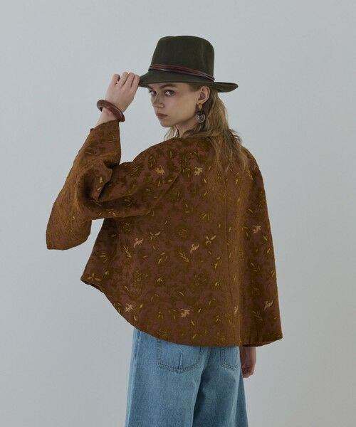 GRACE CONTINENTAL / グレースコンチネンタル ノーカラージャケット | サラサジャガードケープジャケット | 詳細18