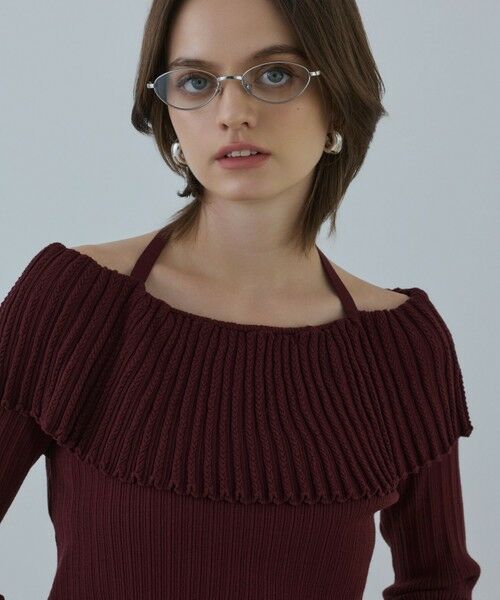 GRACE CONTINENTAL / グレースコンチネンタル ニット・セーター | アイレットフレアニットトップ（ボルドー）