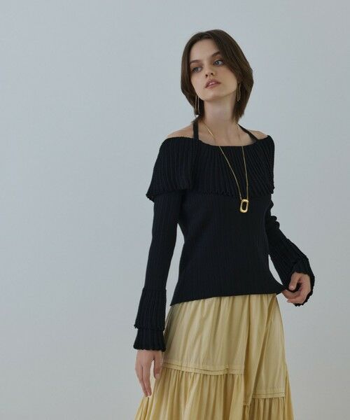 GRACE CONTINENTAL / グレースコンチネンタル ニット・セーター | アイレットフレアニットトップ（ブラック）