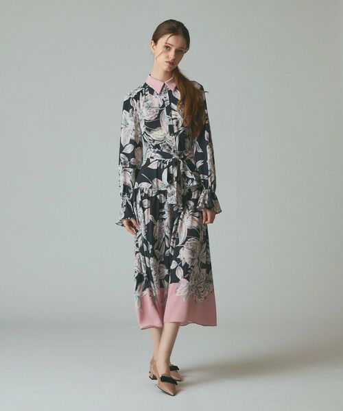 GRACE CONTINENTAL / グレースコンチネンタル ドレス | ボタニカルドレープワンピース(ブラック)