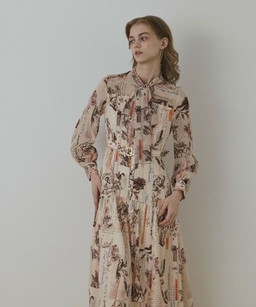 GRACE CONTINENTAL / グレースコンチネンタル ロング・マキシ丈ワンピース | ロゴフラワ−プリントボウタイワンピース | 詳細3