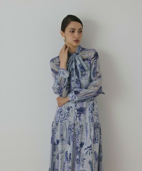 GRACE CONTINENTAL / グレースコンチネンタル ロング・マキシ丈ワンピース | ロゴフラワ−プリントボウタイワンピース | 詳細17