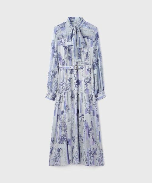 【本当に素敵♡】グレースコンチネンタル　プリントボウタイワンピース　ダイアグラム セール】 ボウタイプリーツプリントワンピース （ロング・マキシ