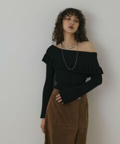 GRACE CONTINENTAL / グレースコンチネンタル ニット・セーター | オフショルフリルニットトップ