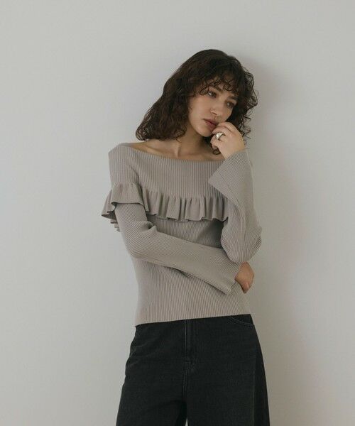 GRACE CONTINENTAL / グレースコンチネンタル ニット・セーター | オフショルフリルニットトップ | 詳細10
