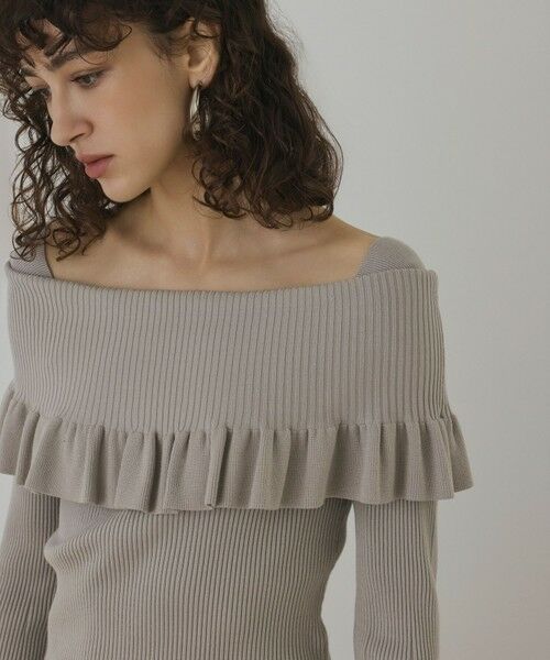 GRACE CONTINENTAL / グレースコンチネンタル ニット・セーター | オフショルフリルニットトップ | 詳細14
