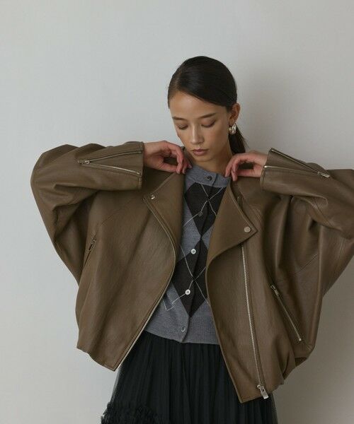 GRACE CONTINENTAL / グレースコンチネンタル レザーブルゾン・ジャケット | フェイクレザーライダース | 詳細1