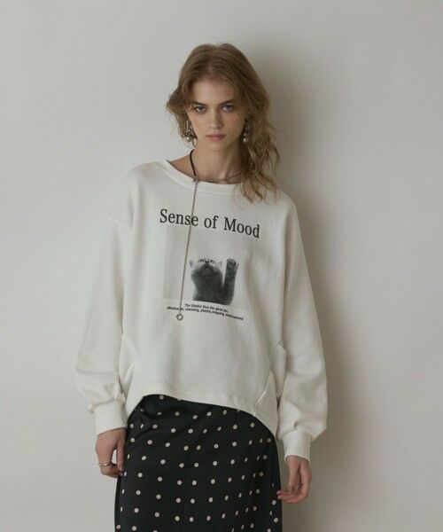 GRACE CONTINENTAL/グレースコンチネンタル Catphoto裏毛トップ ホワイト 36