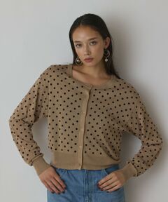 GRACE CONTINENTAL / グレースコンチネンタル カーディガン・ボレロ | ドットフロッキーニットカーディガン