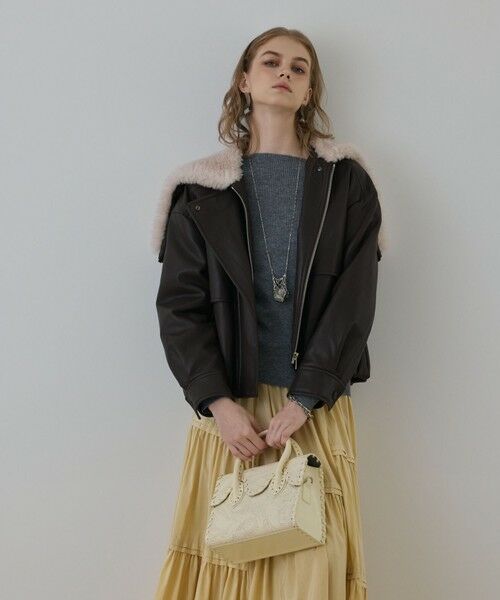 GRACE CONTINENTAL / グレースコンチネンタル その他アウター | フェイクレザーボンバージャケット | 詳細3