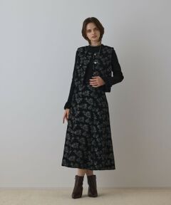 GRACE CONTINENTAL / グレースコンチネンタル ロング・マキシ丈スカート | ラメフラワージャガードフレアスカート