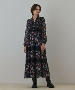 GRACE CONTINENTAL / グレースコンチネンタル ロング・マキシ丈ワンピース | サラサプリントティアードワンピース