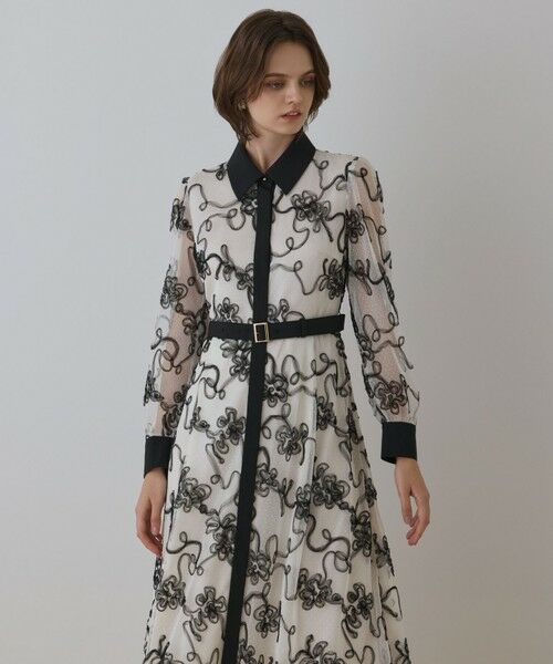 GRACE CONTINENTAL/グレースコンチネンタル チュールコードレースワンピース ホワイト 36