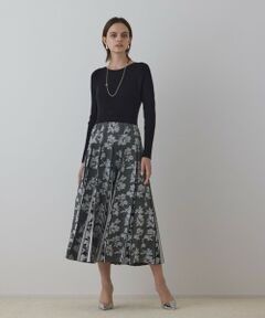 GRACE CONTINENTAL / グレースコンチネンタル ミニ丈・ひざ丈ワンピース | ラメモールニットジャガードワンピース