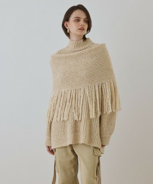 GRACE CONTINENTAL / グレースコンチネンタル ニット・セーター | フリンジケープニットトップ | 詳細1