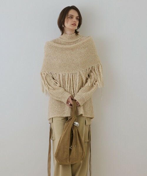 GRACE CONTINENTAL / グレースコンチネンタル ニット・セーター | フリンジケープニットトップ | 詳細4