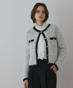 GRACE CONTINENTAL / グレースコンチネンタル カーディガン・ボレロ | ノーカラーフェザーニットカーディガン