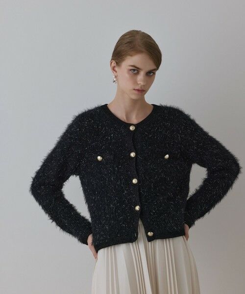GRACE CONTINENTAL / グレースコンチネンタル カーディガン・ボレロ | ノーカラーフェザーニットカーディガン | 詳細3
