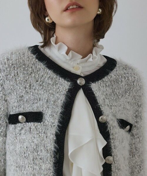 GRACE CONTINENTAL / グレースコンチネンタル カーディガン・ボレロ | ノーカラーフェザーニットカーディガン | 詳細7